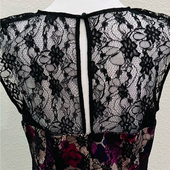 NWT French Connection Black Lace Pink Floral Dress - Picture 7 of 9